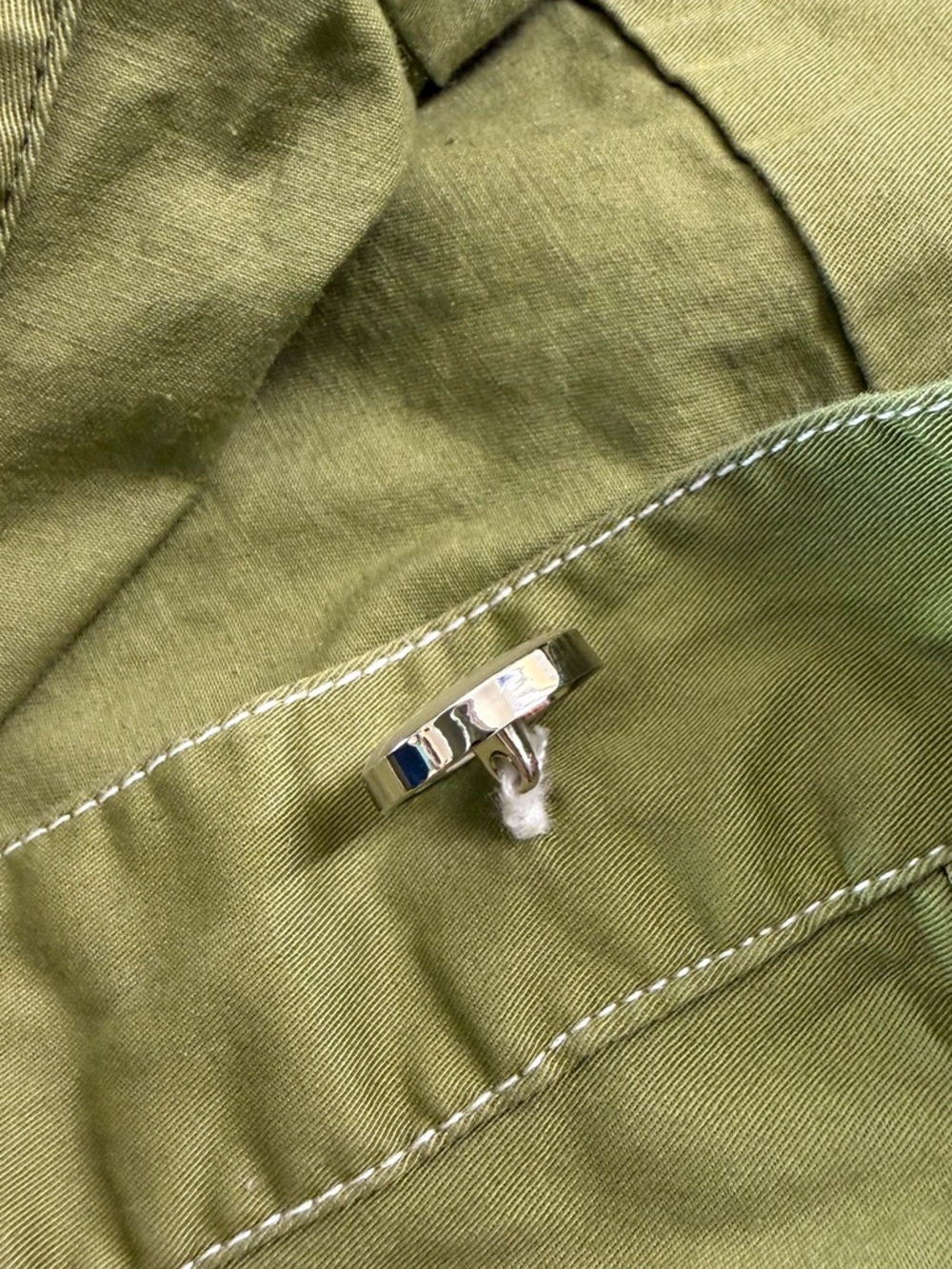 ModCloth Olive Green Utility Shirt Dress Button Front Tie Waist Pockets Retro 8 - Picture 16 of 16